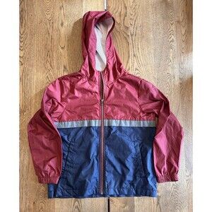 Old Navy Boys Colorblock Windbreaker Jacket Red Navy Blue M (8) Full Zip